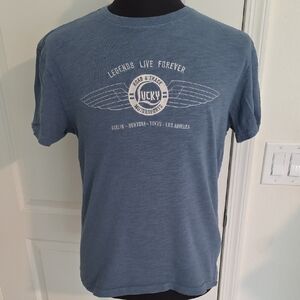 Lucky Brand Emboidered Graphic Blue Tee